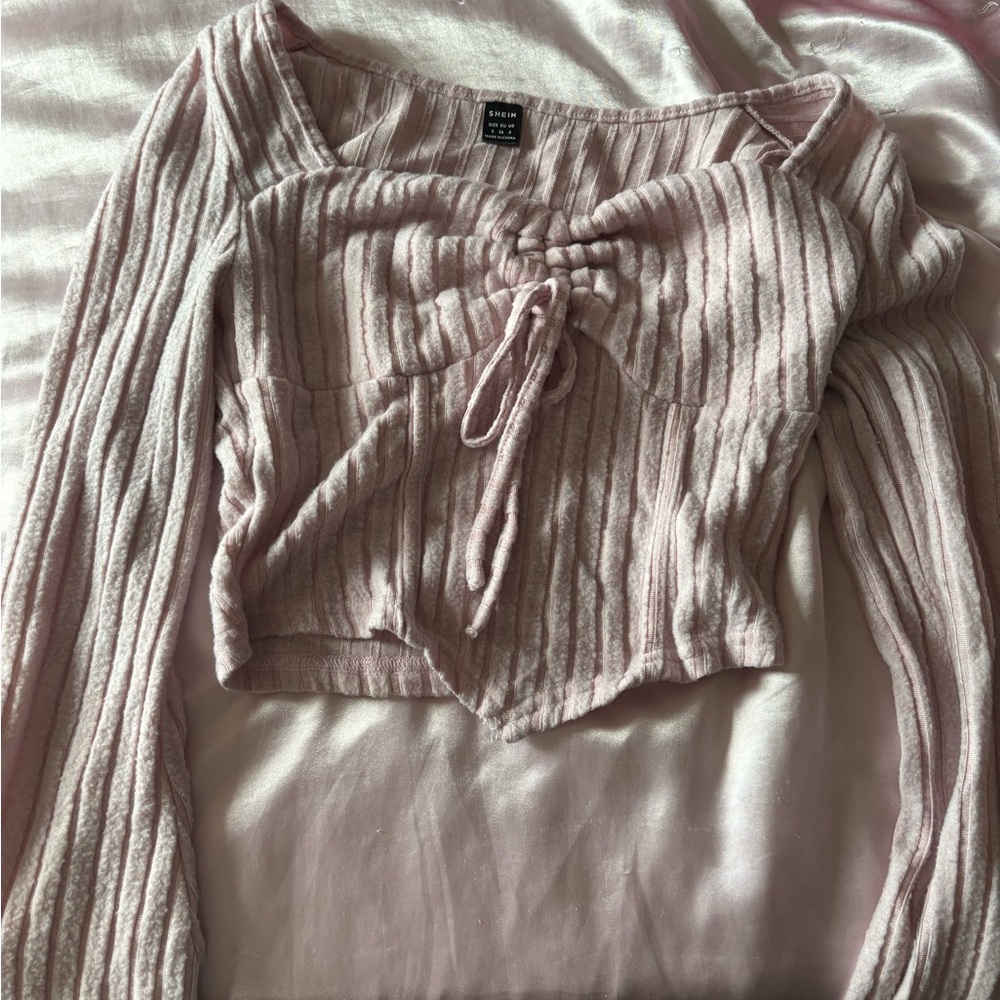 SHEIN Light Pink Ribbed Knit Top